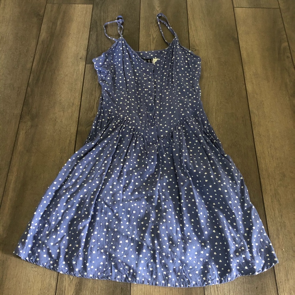 H&M Divided Blue and White Polka Dot Dress